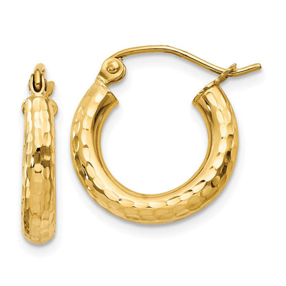 10K Gelbgold Diamantiert 3mm Rund Creolen