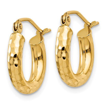 10K Gelbgold Diamantiert 3mm Rund Creolen