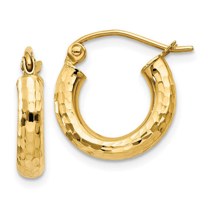 10K Gelbgold Diamantiert 3mm Rund Creolen