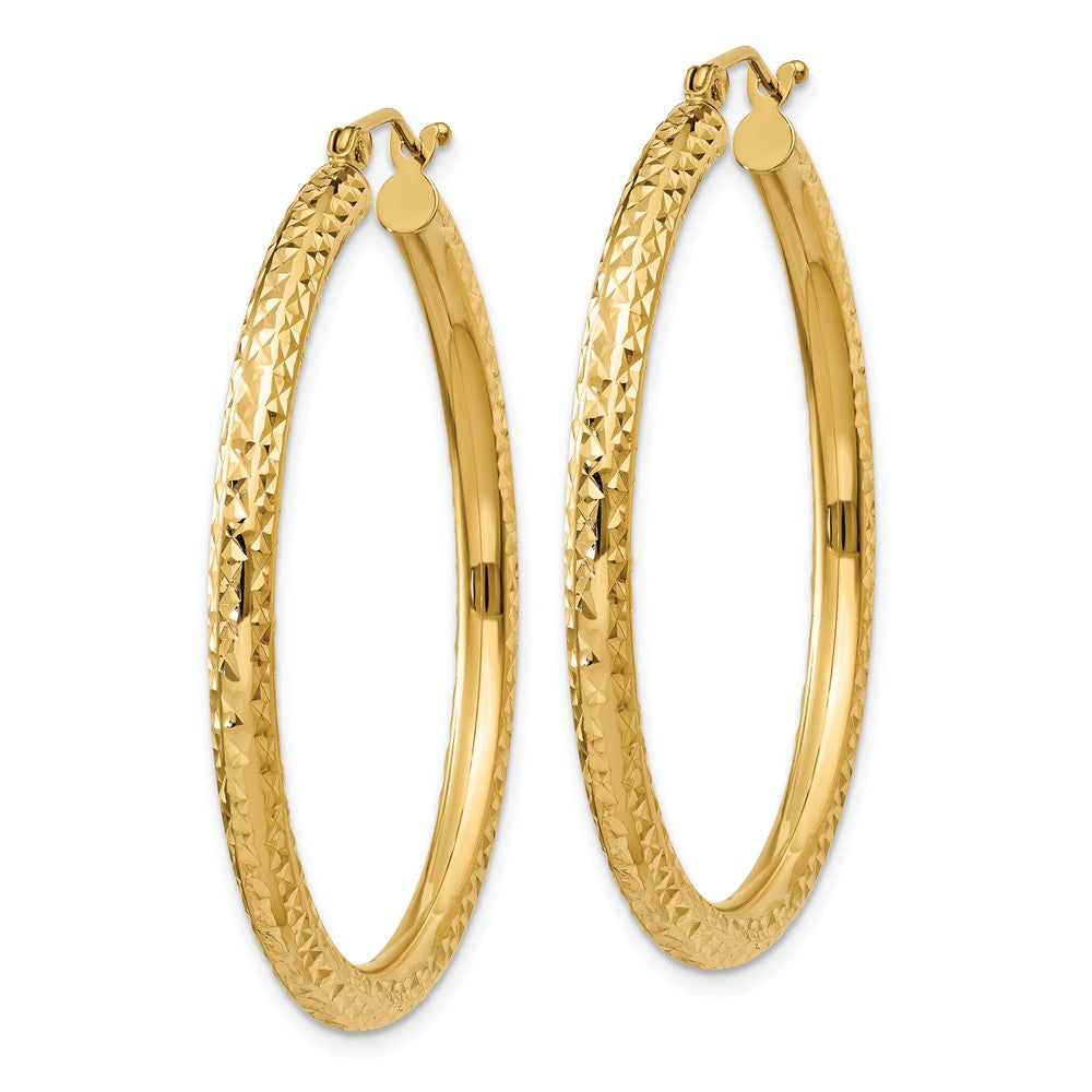 10K Gelbgold Diamantiert 3mm Rund Creolen