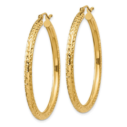 10K Gelbgold Diamantiert 3mm Rund Creolen