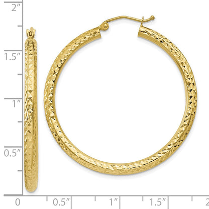10K Gelbgold Diamantiert 3mm Rund Creolen