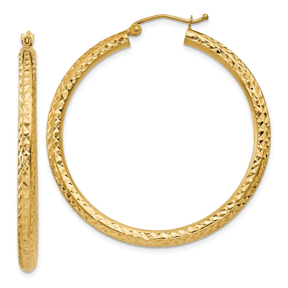 10K Gelbgold Diamantiert 3mm Rund Creolen