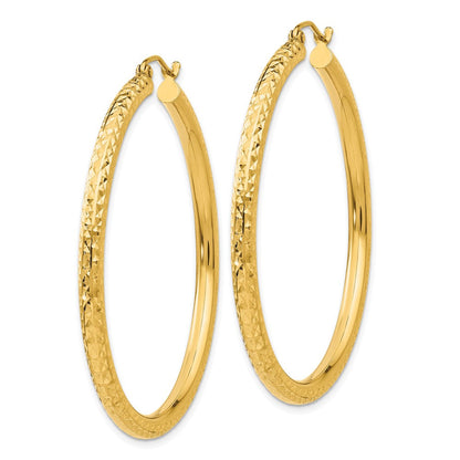 10K Gelbgold Diamantiert 3mm Rund Creolen