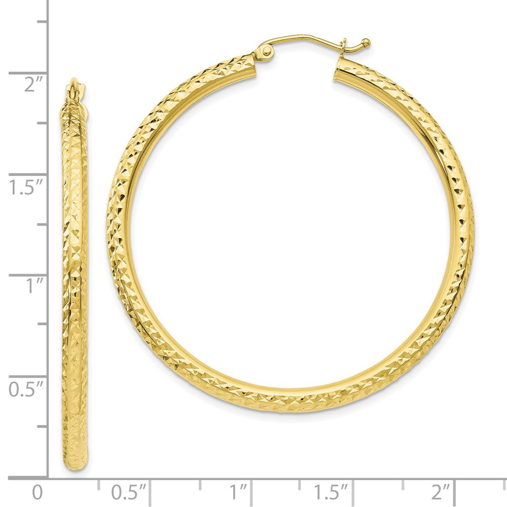 10K Gelbgold Diamantiert 3mm Rund Creolen