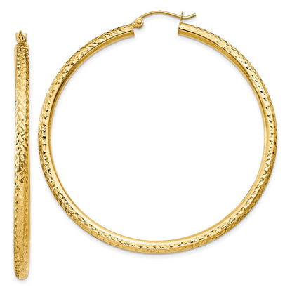 10K Gelbgold Diamantiert 3mm Rund Creolen