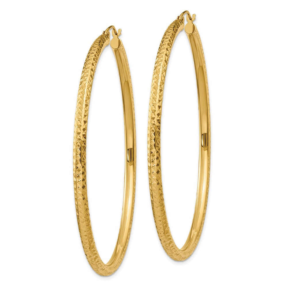 10K Gelbgold Diamantiert 3mm Rund Creolen