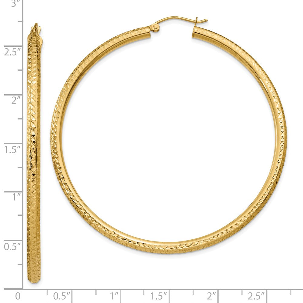 10K Gelbgold Diamantiert 3mm Rund Creolen