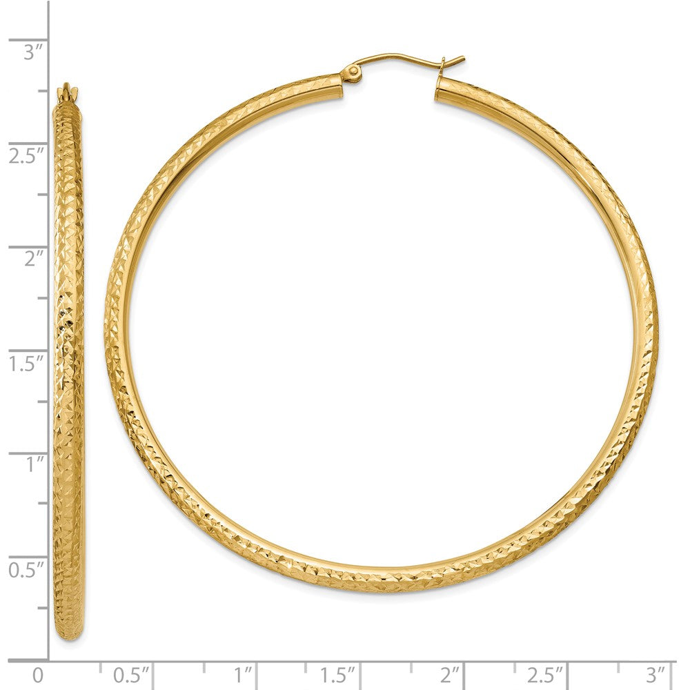 10K Gelbgold Diamantiert 3mm Rund Creolen