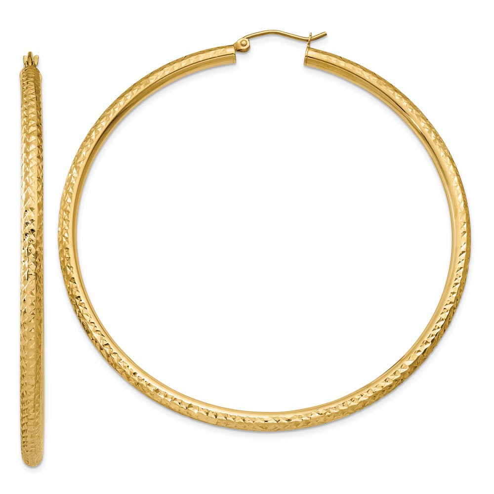 10K Gelbgold Diamantiert 3mm Rund Creolen