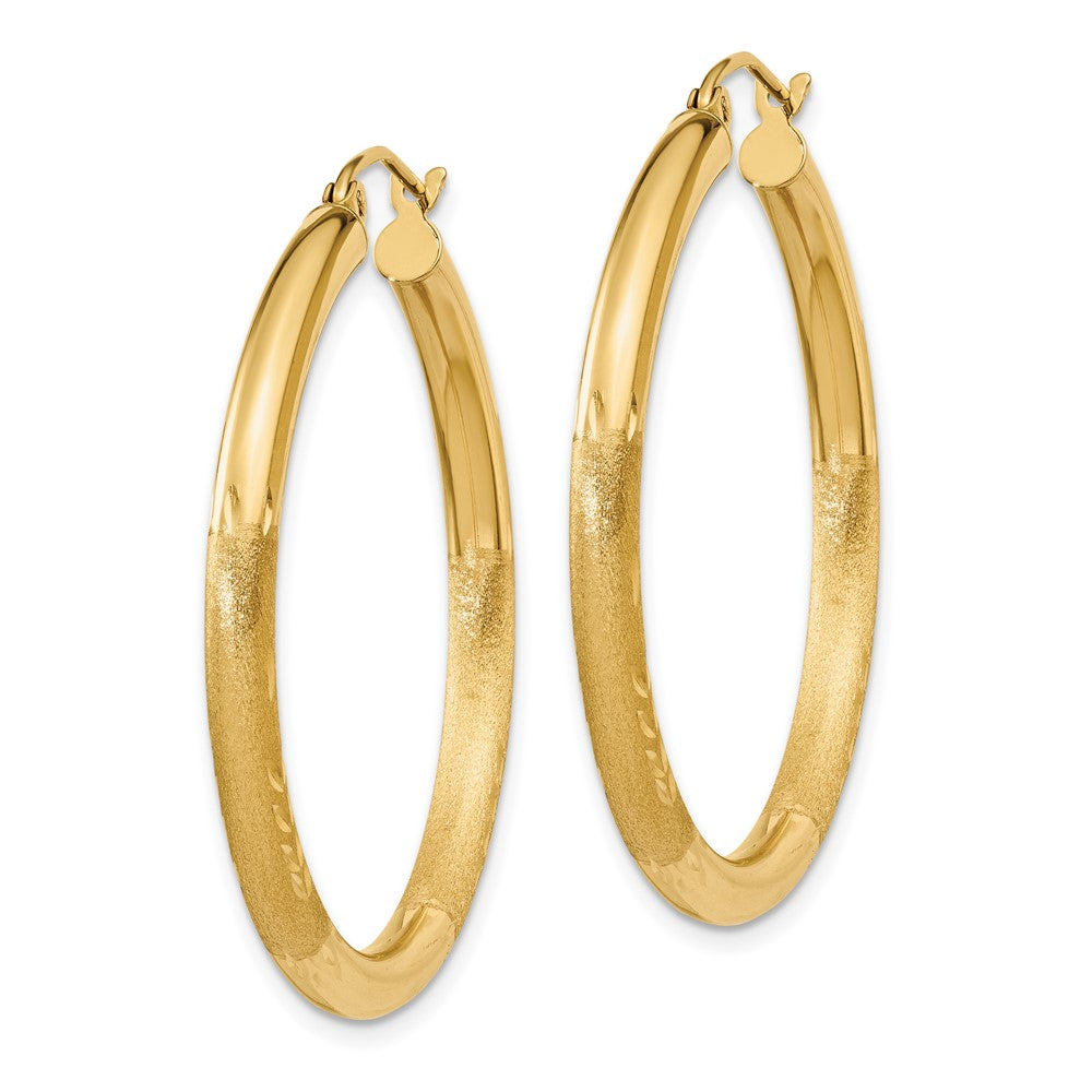 10K Gelbgold Satiniert & Diamantiert 3mm Rund Creolen