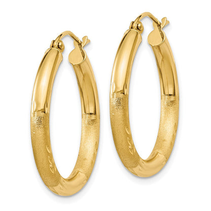 10K Gelbgold Satiniert & Diamantiert 3mm Rund Creolen
