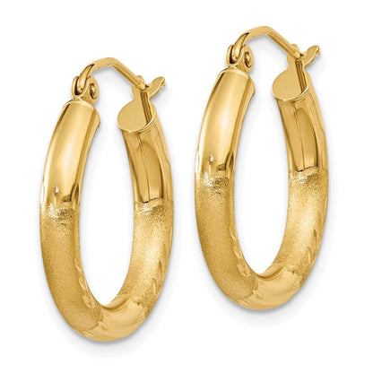 10K Gelbgold Satiniert & Diamantiert 3mm Rund Creolen