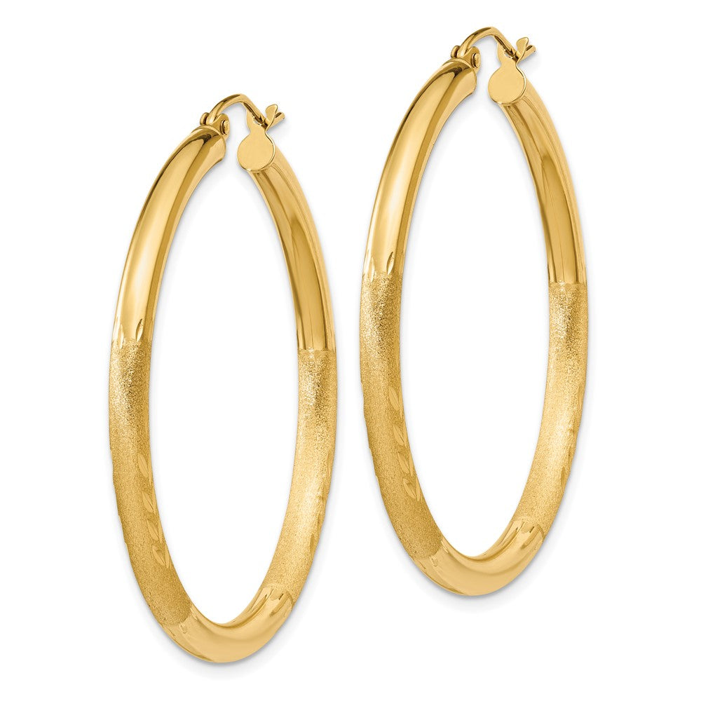 10K Gelbgold Satiniert & Diamantiert 3mm Rund Creolen