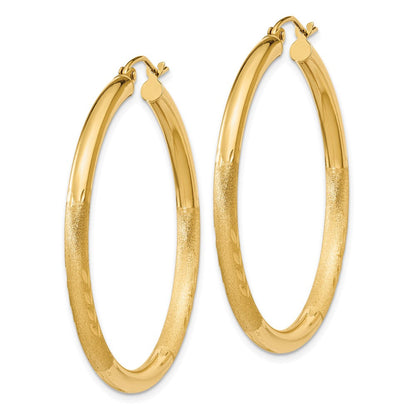 10K Gelbgold Satiniert & Diamantiert 3mm Rund Creolen
