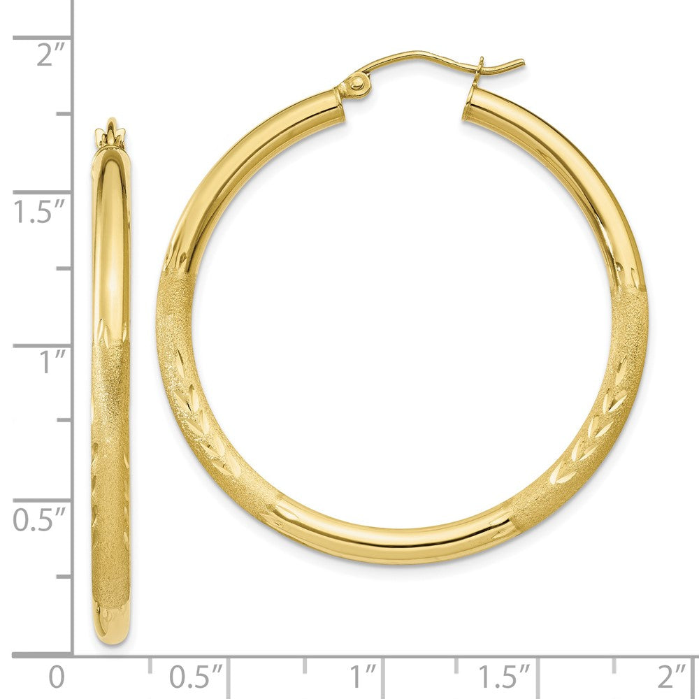 10K Gelbgold Satiniert & Diamantiert 3mm Rund Creolen