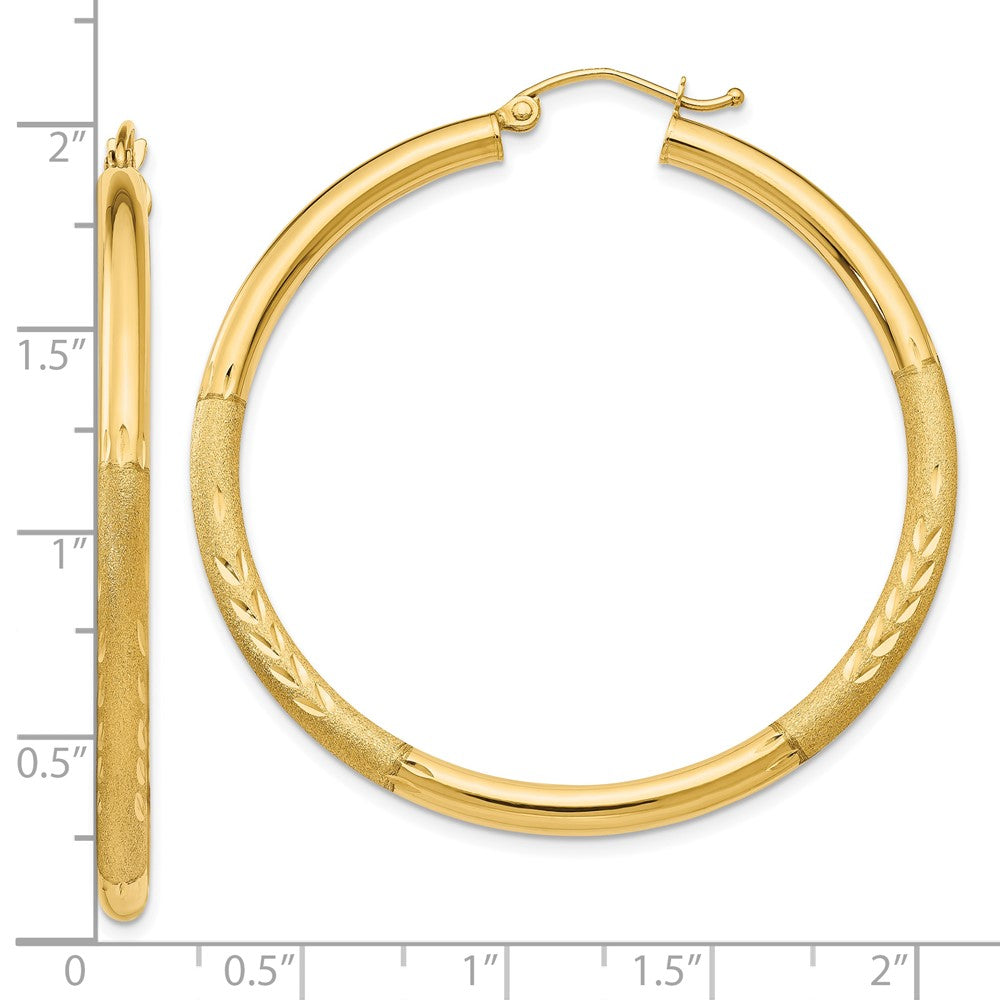 10K Gelbgold Satiniert & Diamantiert 3mm Rund Creolen