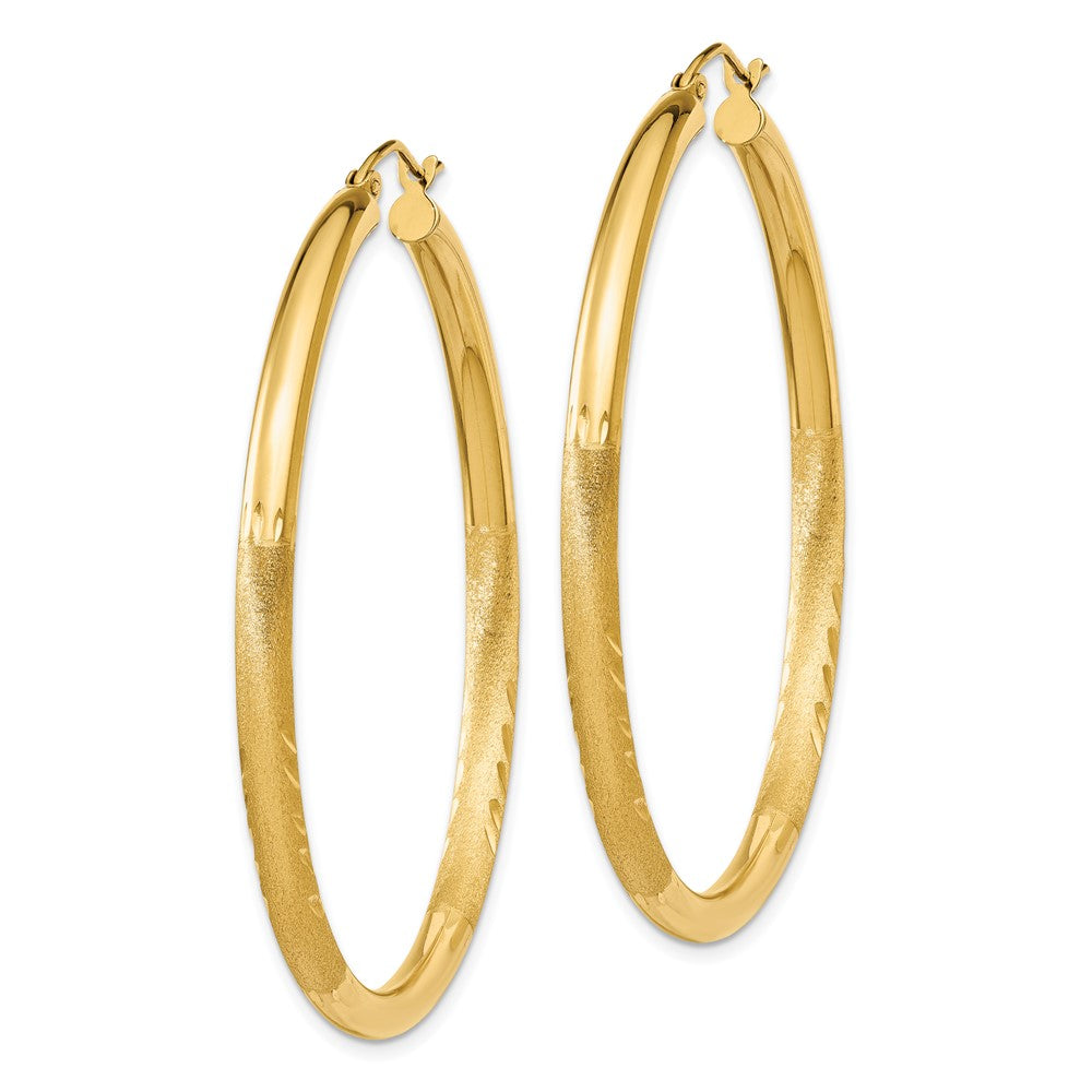 10K Gelbgold Satiniert & Diamantiert 3mm Rund Creolen