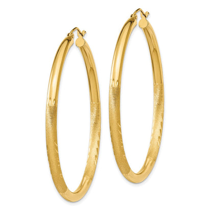 10K Gelbgold Satiniert & Diamantiert 3mm Rund Creolen