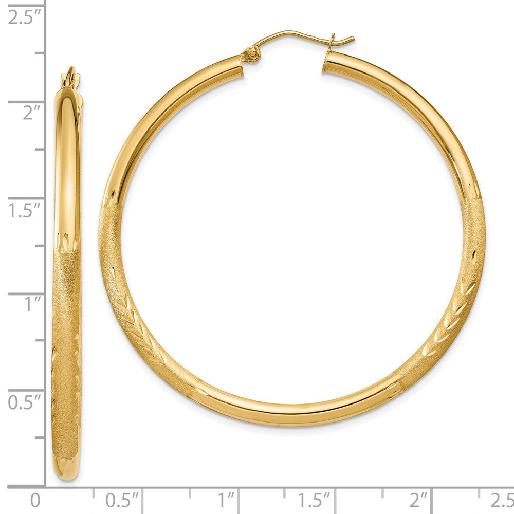 10K Gelbgold Satiniert & Diamantiert 3mm Rund Creolen