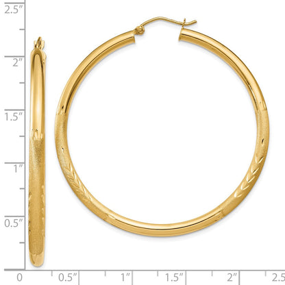 10K Gelbgold Satiniert & Diamantiert 3mm Rund Creolen