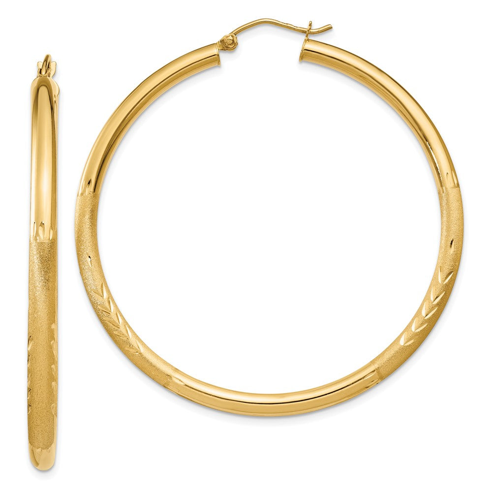 10K Gelbgold Satiniert & Diamantiert 3mm Rund Creolen