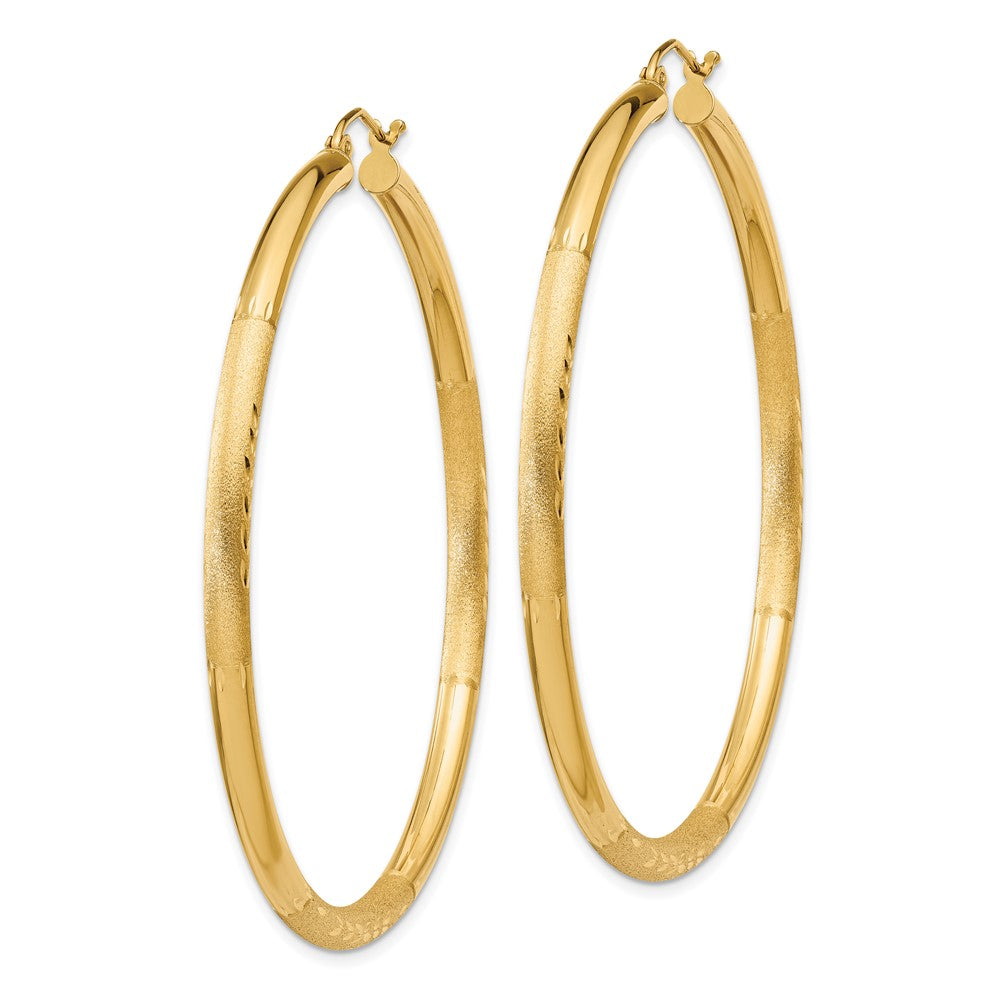 10K Gelbgold Satiniert & Diamantiert 3mm Rund Creolen