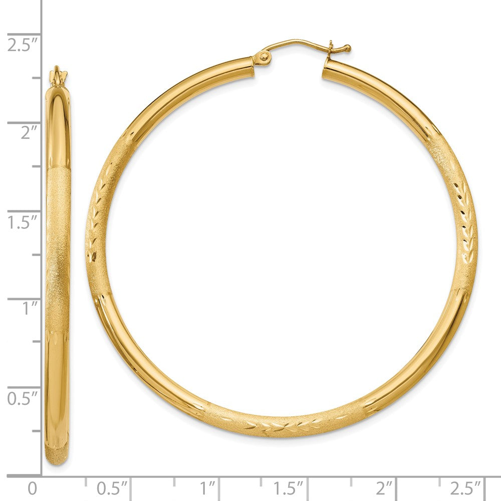 10K Gelbgold Satiniert & Diamantiert 3mm Rund Creolen