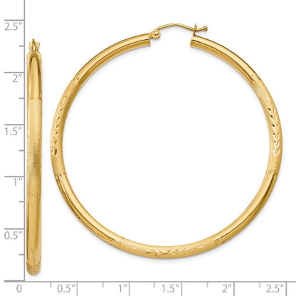 10K Gelbgold Satiniert & Diamantiert 3mm Rund Creolen