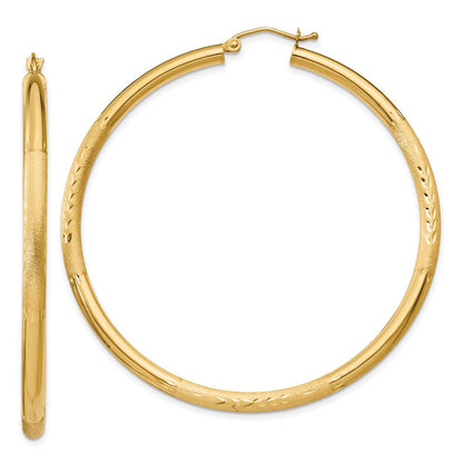 10K Gelbgold Satiniert & Diamantiert 3mm Rund Creolen