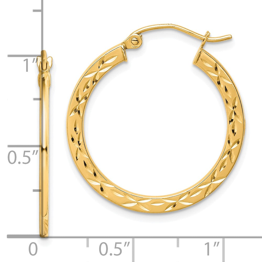 10K Gelbgold Diamantiert Hohl Creolen