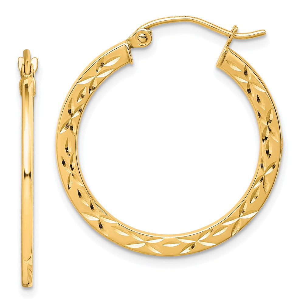 10K Gelbgold Diamantiert Hohl Creolen