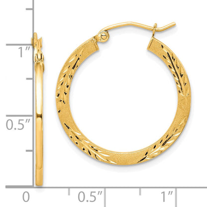 10K Gelbgold Satiniert Diamantiert Creolen