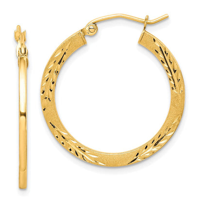 10K Gelbgold Satiniert Diamantiert Creolen