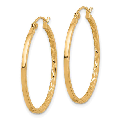 10K Gelbgold 1.5x30mm Diamantiert Creolen