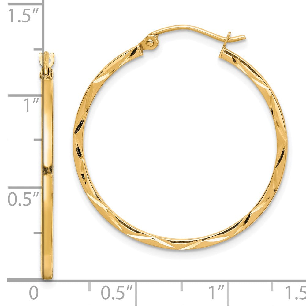 10K Gelbgold 1.5x30mm Diamantiert Creolen