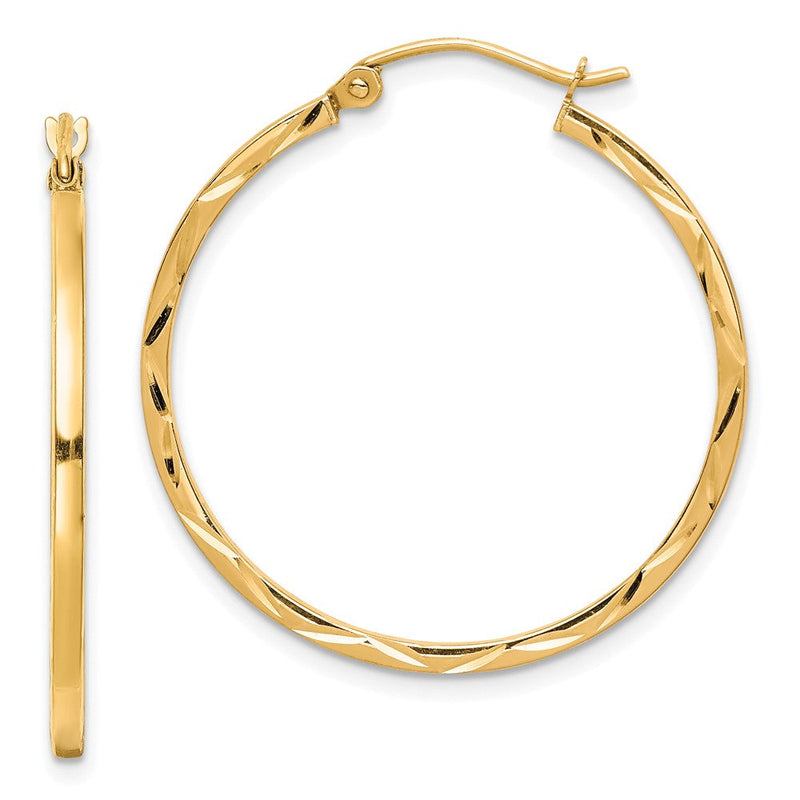 10K Gelbgold 1.5x30mm Diamantiert Creolen