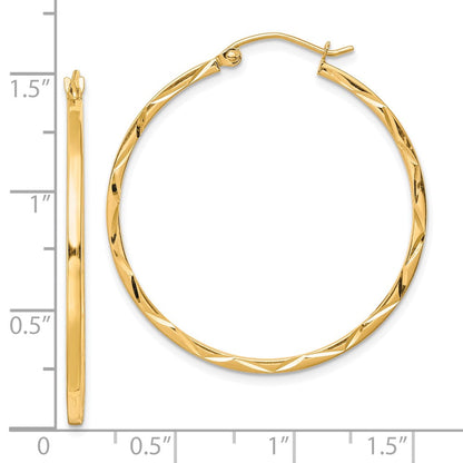 10K Gelbgold 1.5x35mm Diamantiert Creolen