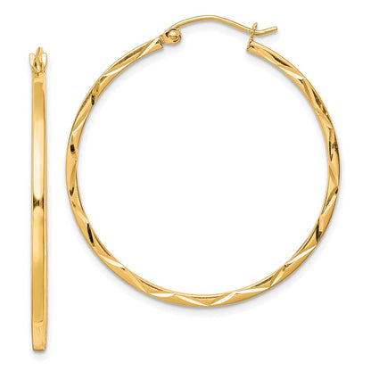 10K Gelbgold 1.5x35mm Diamantiert Creolen