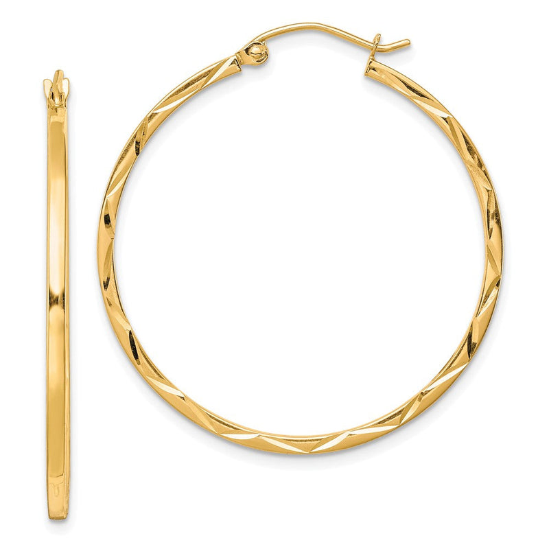 10K Gelbgold 1.5x35mm Diamantiert Creolen