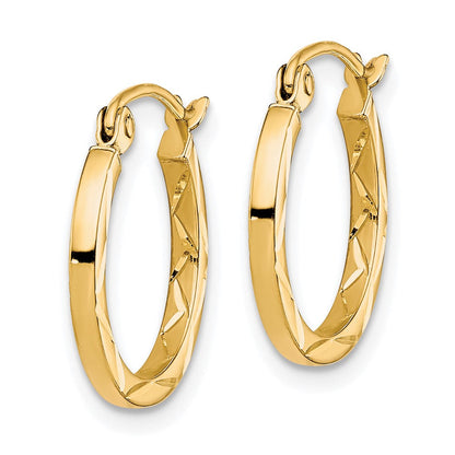 10K Gelbgold 1.5x15mm Diamantiert Creolen