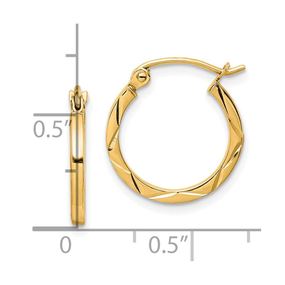 10K Gelbgold 1.5x15mm Diamantiert Creolen