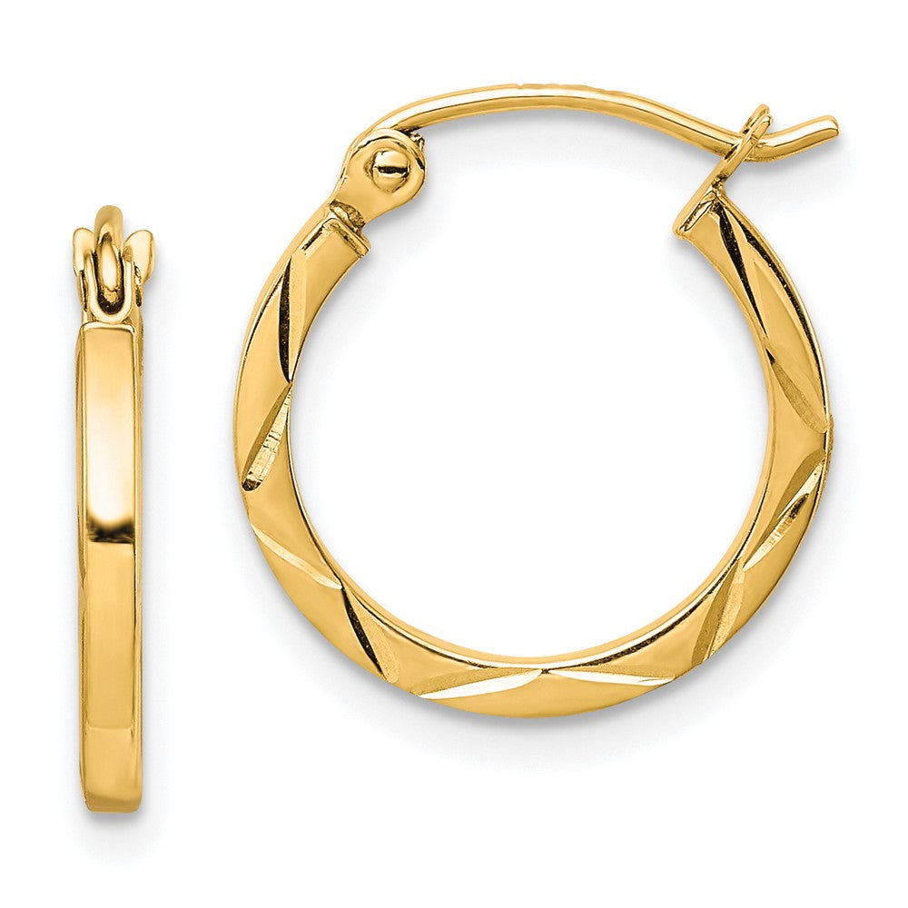 10K Gelbgold 1.5x15mm Diamantiert Creolen
