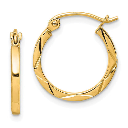 10K Gelbgold 1.5x15mm Diamantiert Creolen