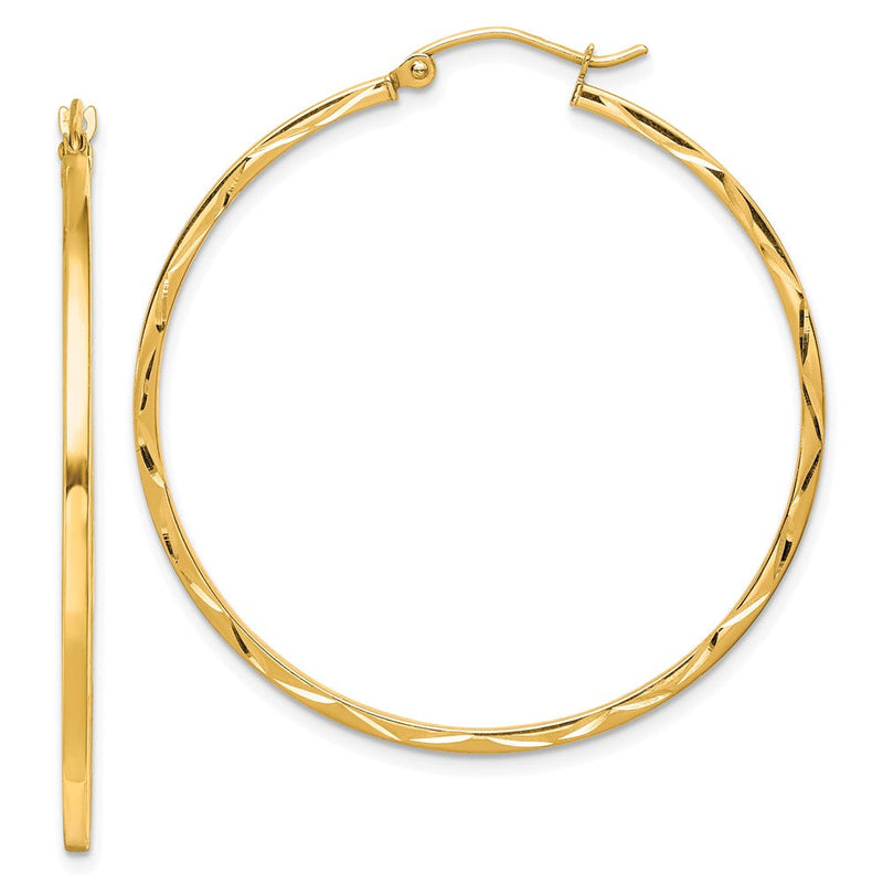 10K Gelbgold 1.5x40mm Diamantiert Creolen
