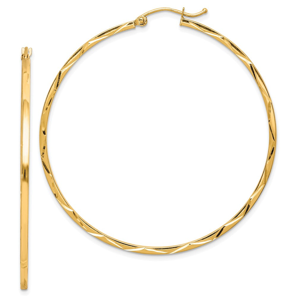 10K Gelbgold 1.5x50mm Diamantiert Creolen