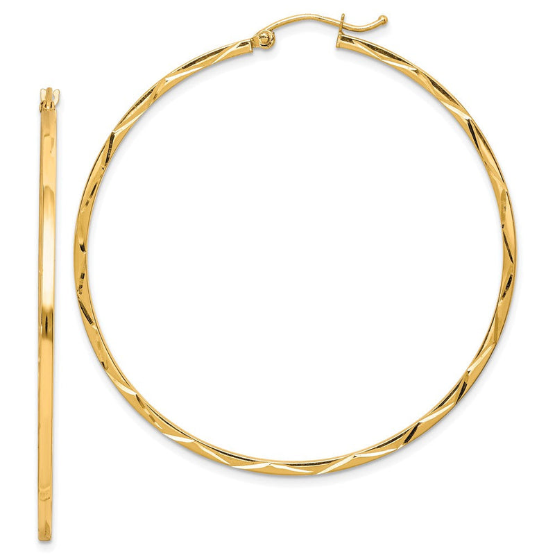 10K Gelbgold 1.5x50mm Diamantiert Creolen