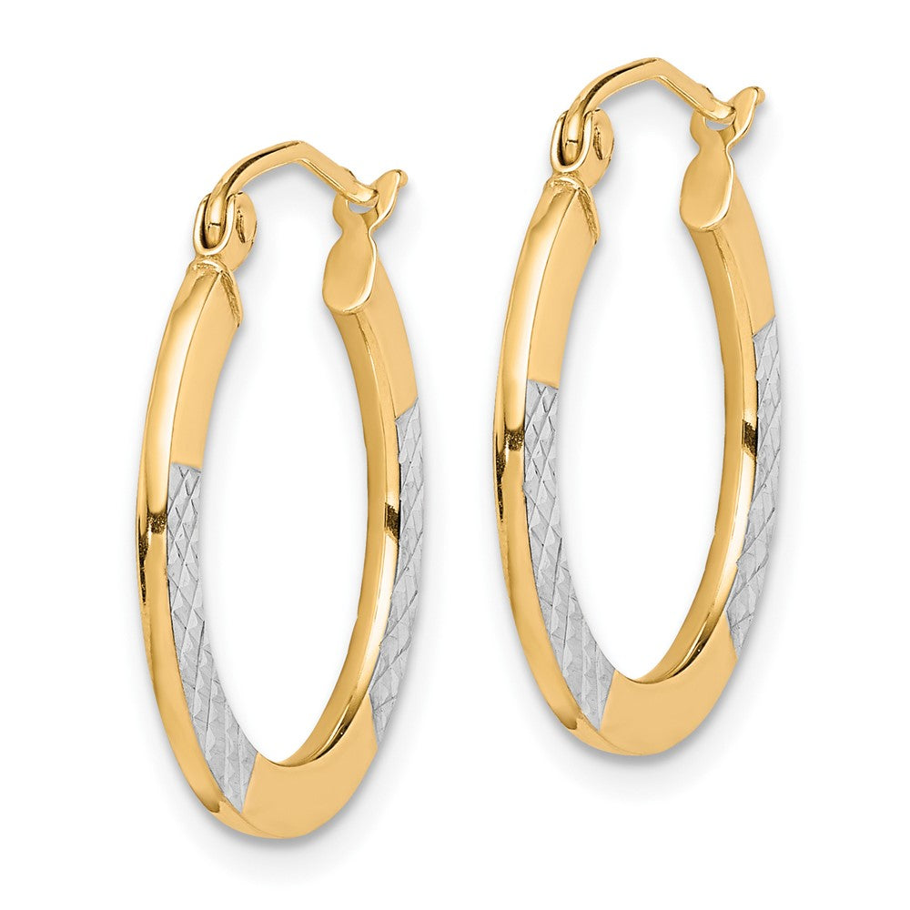 10K Gelb mit Rhodium & Rhodium Diamantiert 2.5x20mm Creolen