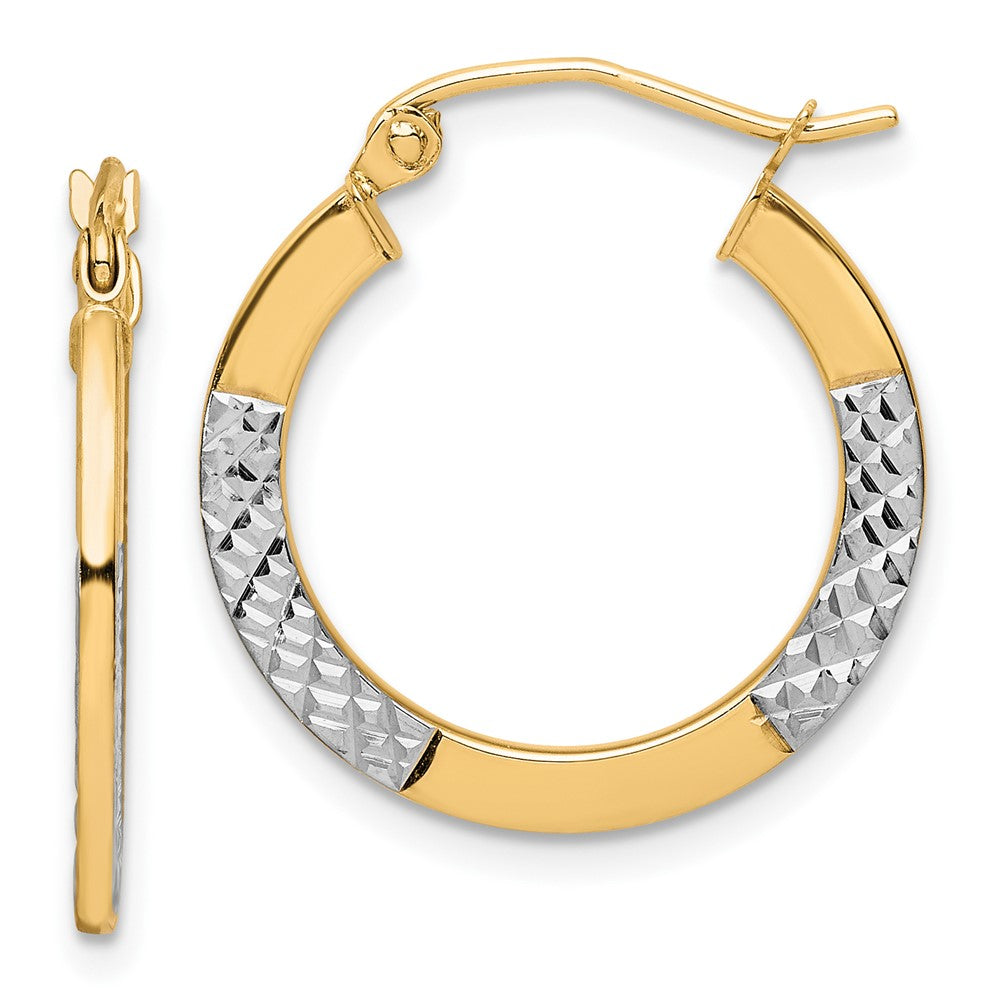 10K Gelb mit Rhodium & Rhodium Diamantiert 2.5x20mm Creolen