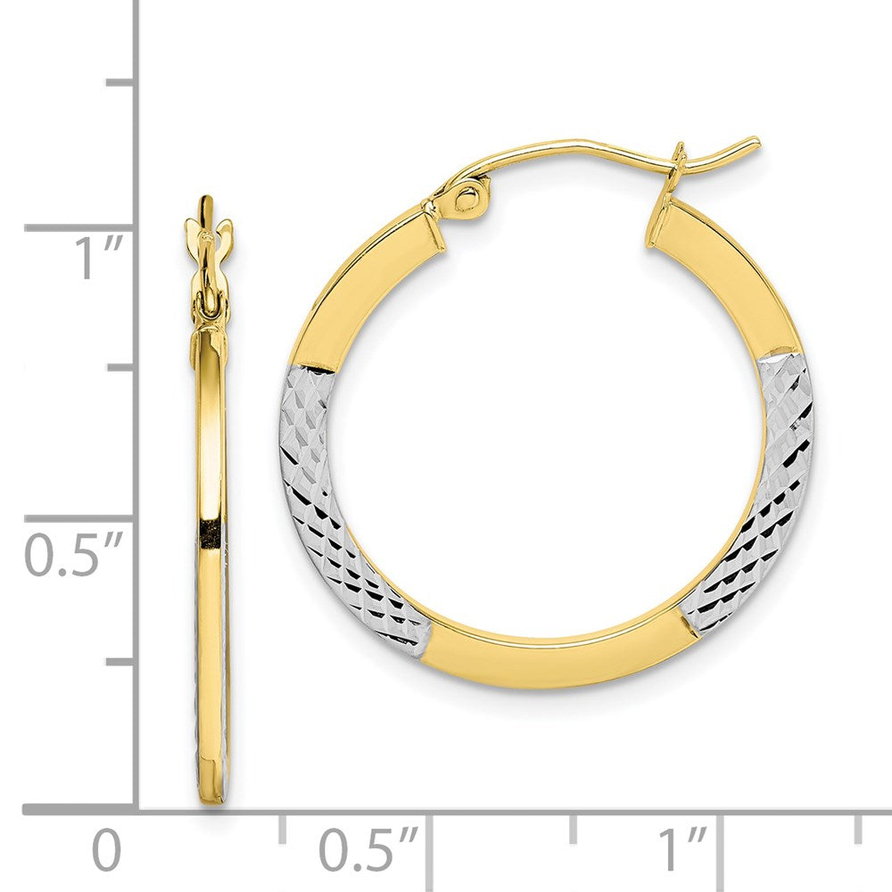 10K Gelb mit Rhodium & Rhodium Diamantiert 2.5x20mm Creolen